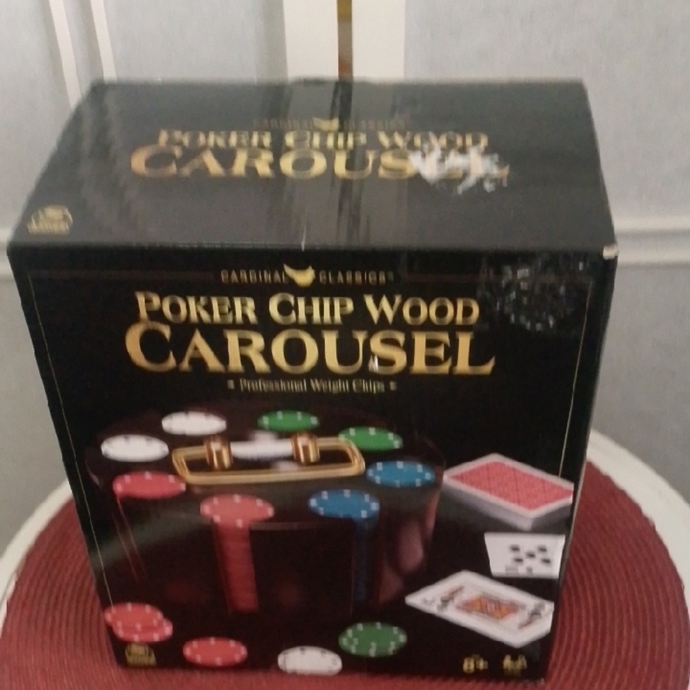 Brand New Factory Sealed Poker Chip Wood Carousel Set